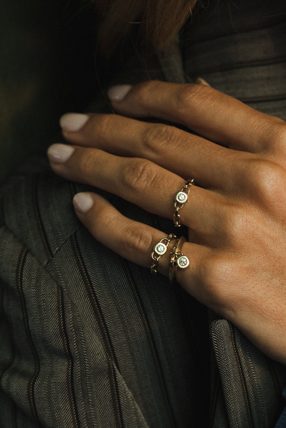 Diamond Chain Link Ring