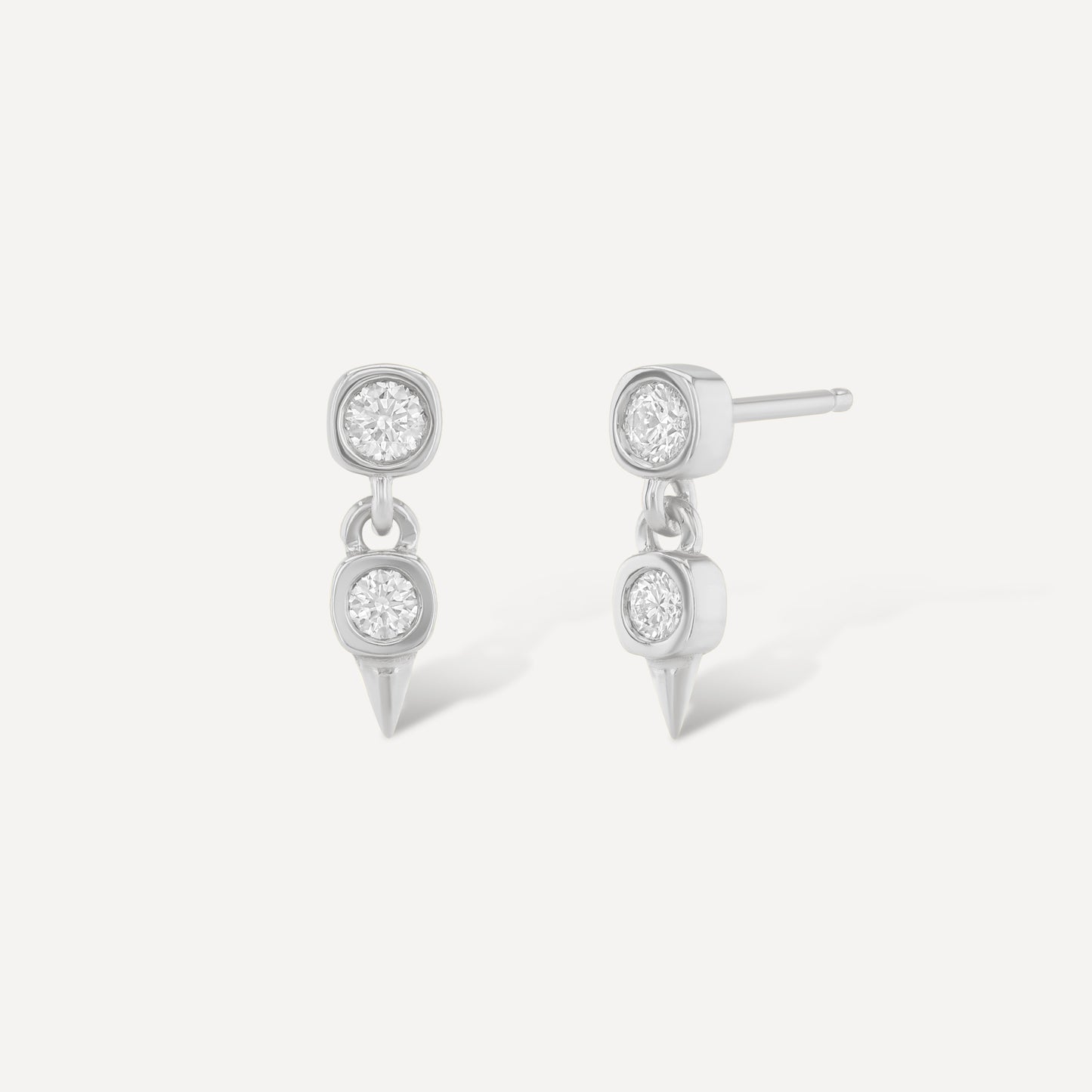Diamond Double Drop Spike Earrings