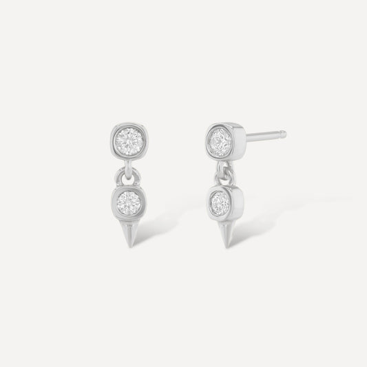 Diamond Double Drop Spike Earrings