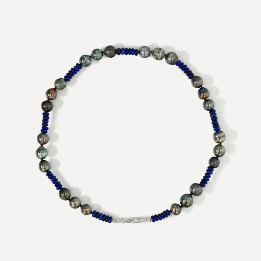 Lapis and Tahitian Pearl Necklace