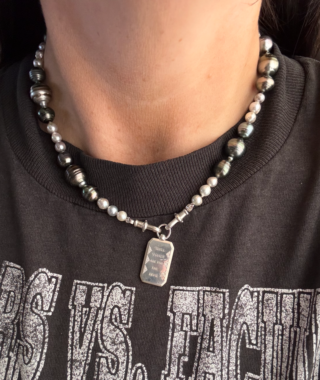 Graduated Tahitian and Akoya Pearl Necklace
