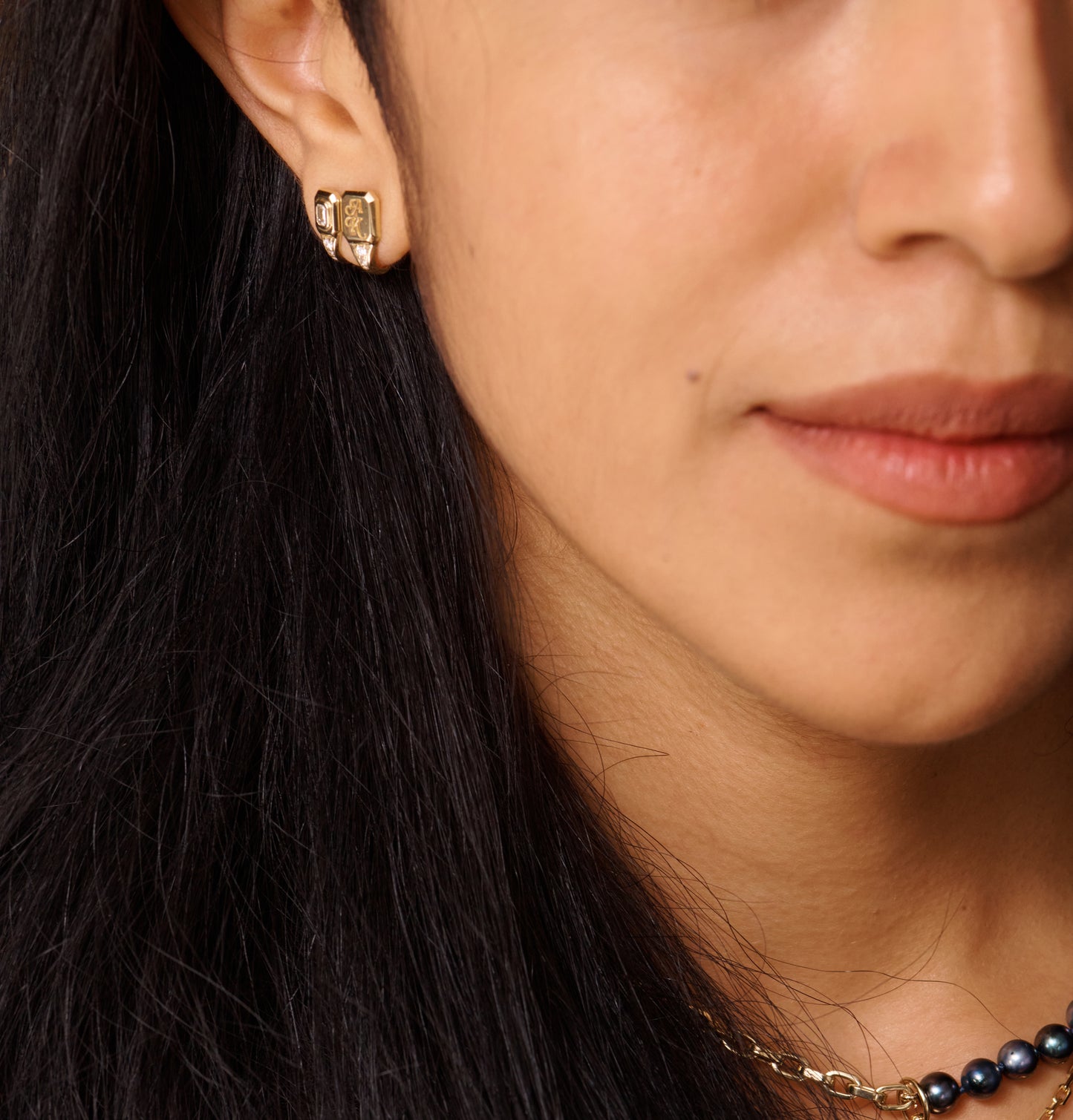 Diamond Signet J Hoops