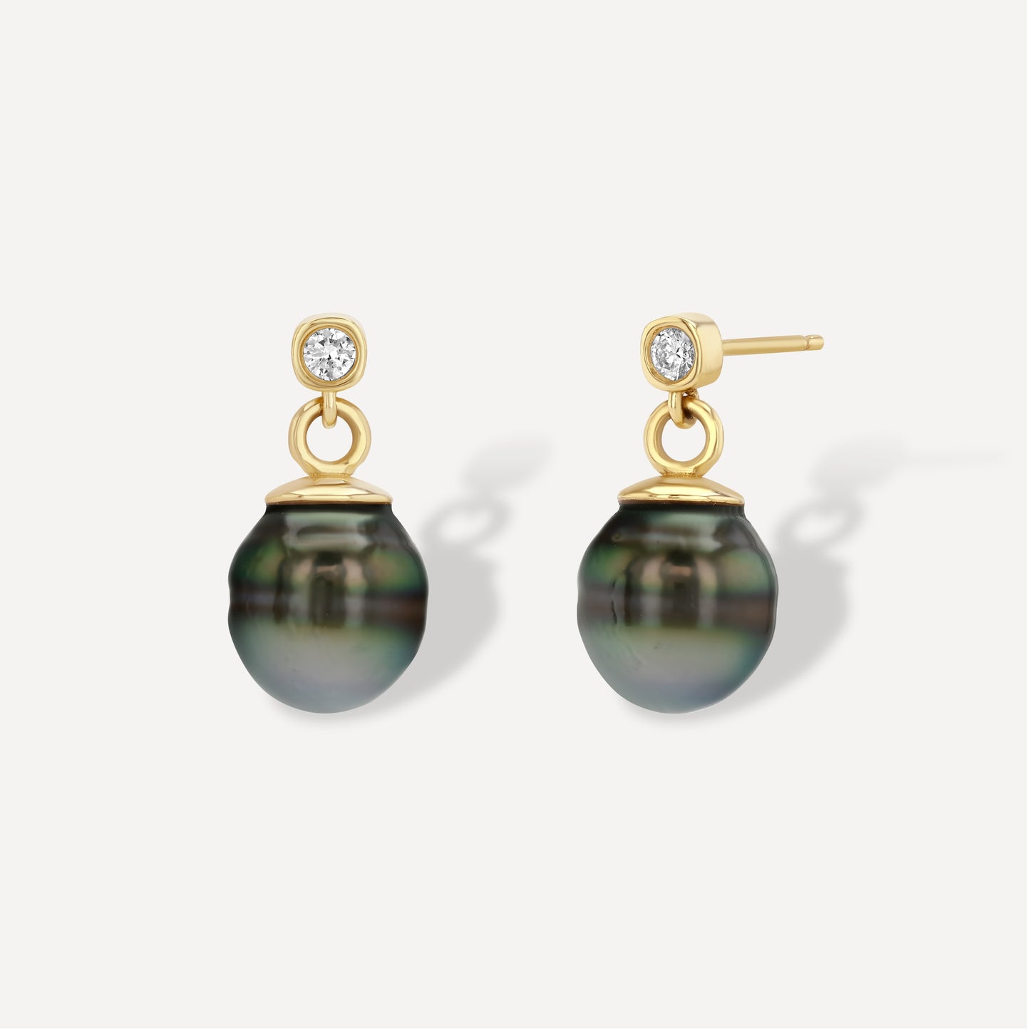 Diamond & Tahitian Pearl Drop Earrings
