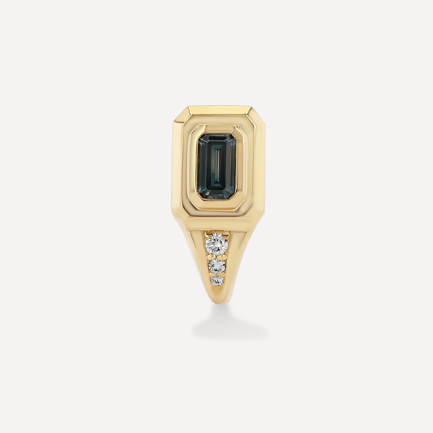 Dark Blue Sapphire Signet J Hoop