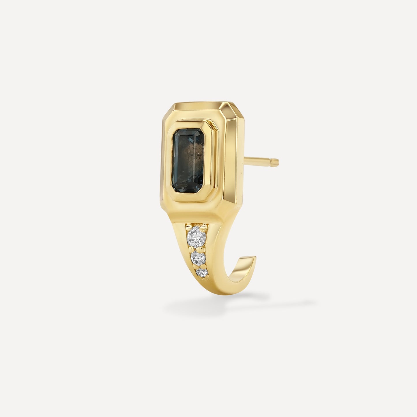 Dark Blue Sapphire Signet J Hoop