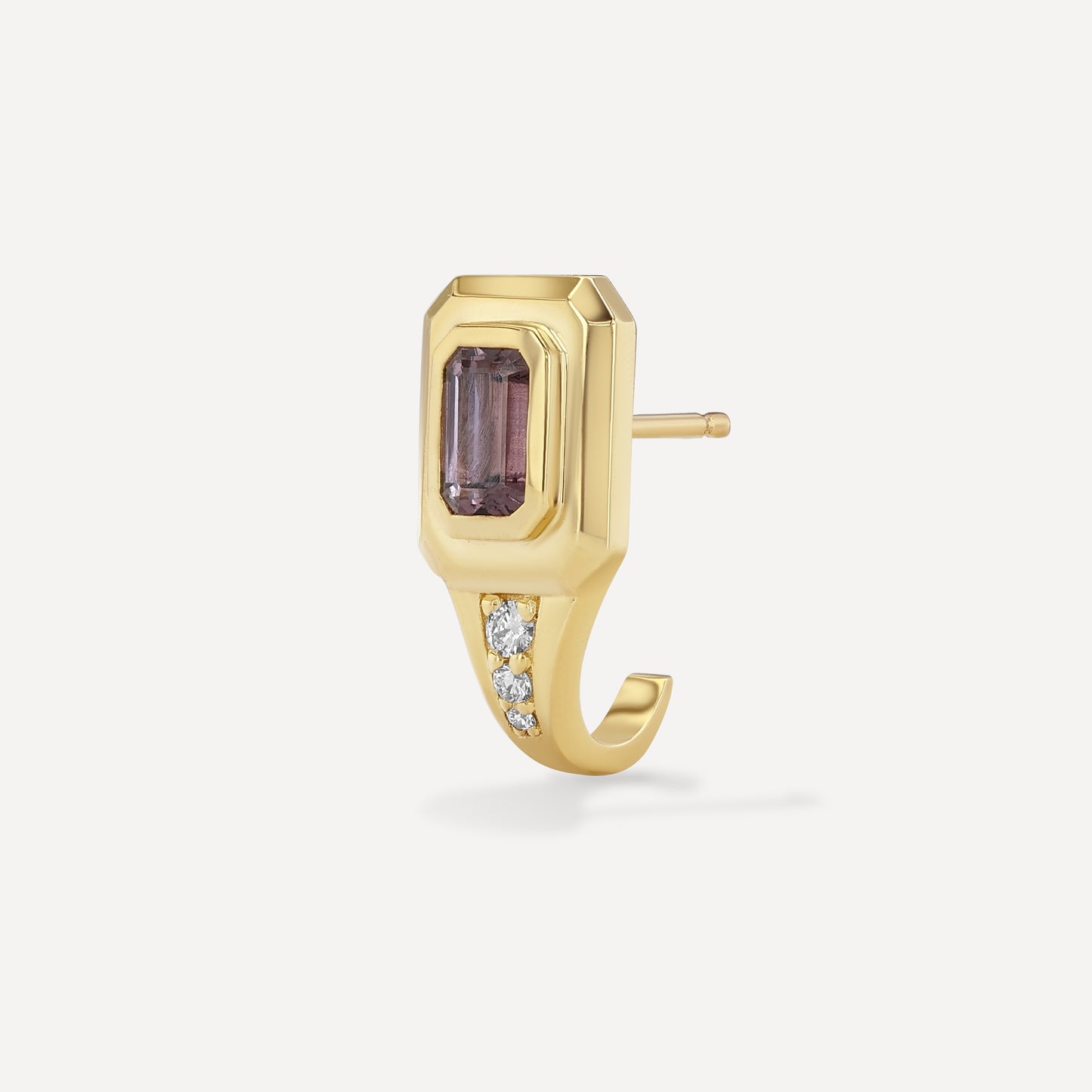 Purple Sapphire Signet J Hoop
