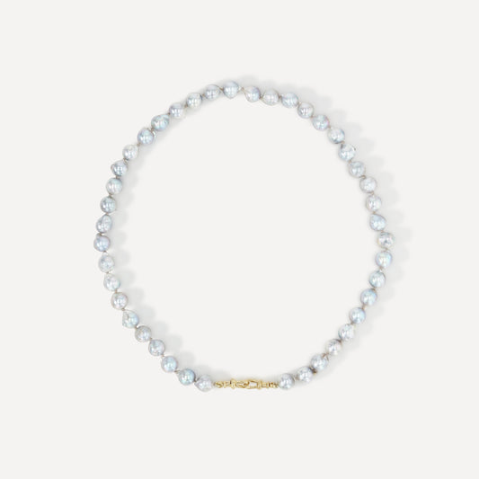 Silver Blue Akoya Pearl Necklace