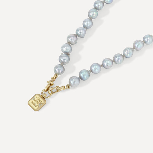 Silver Blue Akoya Pearl Necklace