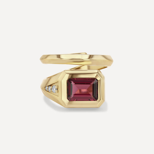 Rhodolite Signet Wrap Ring