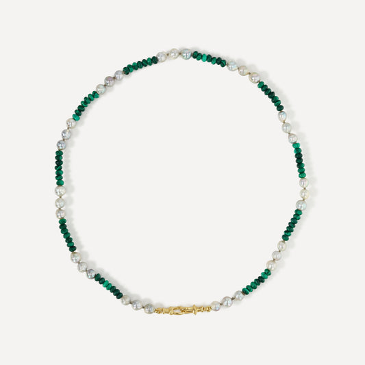 Malachite and Akoya Pearl Necklace