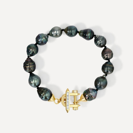 Diamond Toggle Tahitian Pearl Bracelet