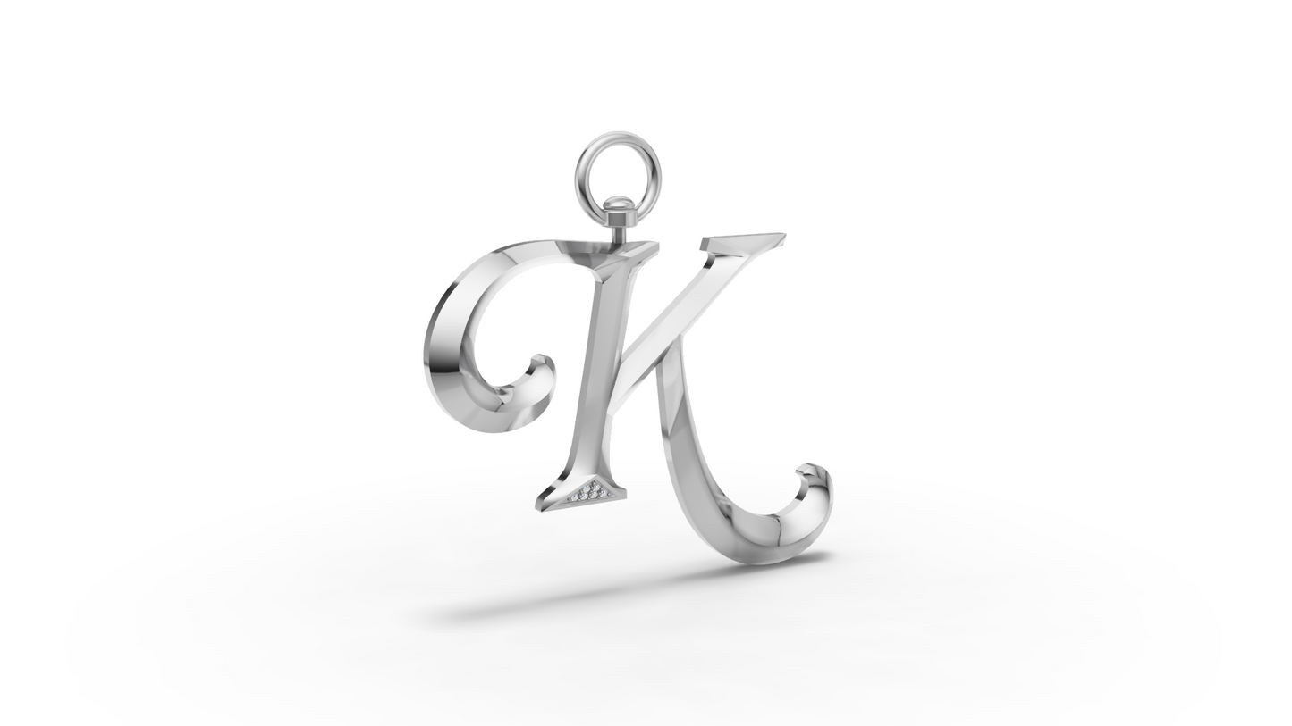 XL Sterling Silver Initial Charm