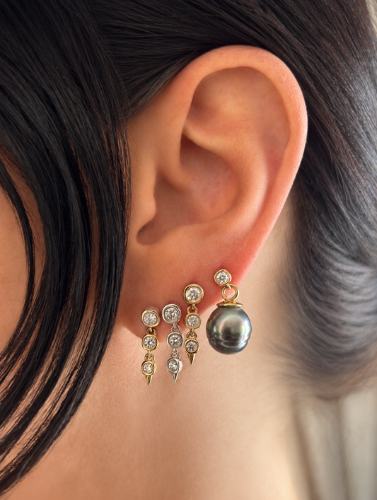 Diamond & Tahitian Pearl Drop Earrings