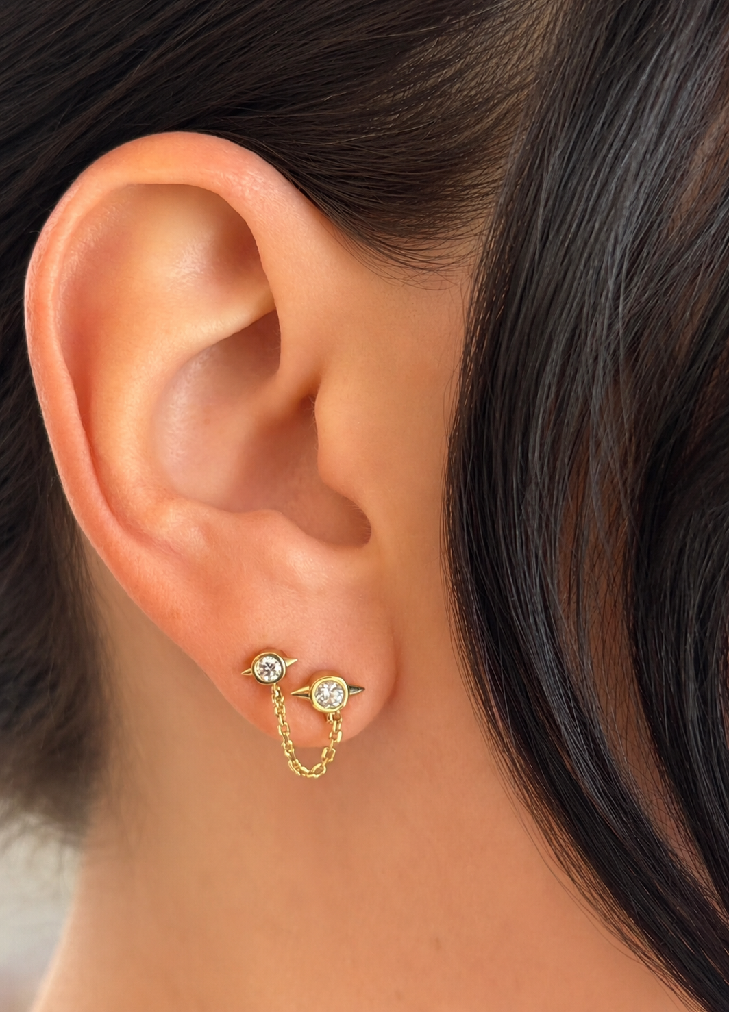 Diamond Spike Draped Chain Earrings