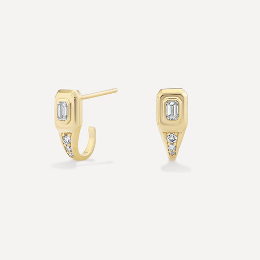 Diamond Signet J Hoops