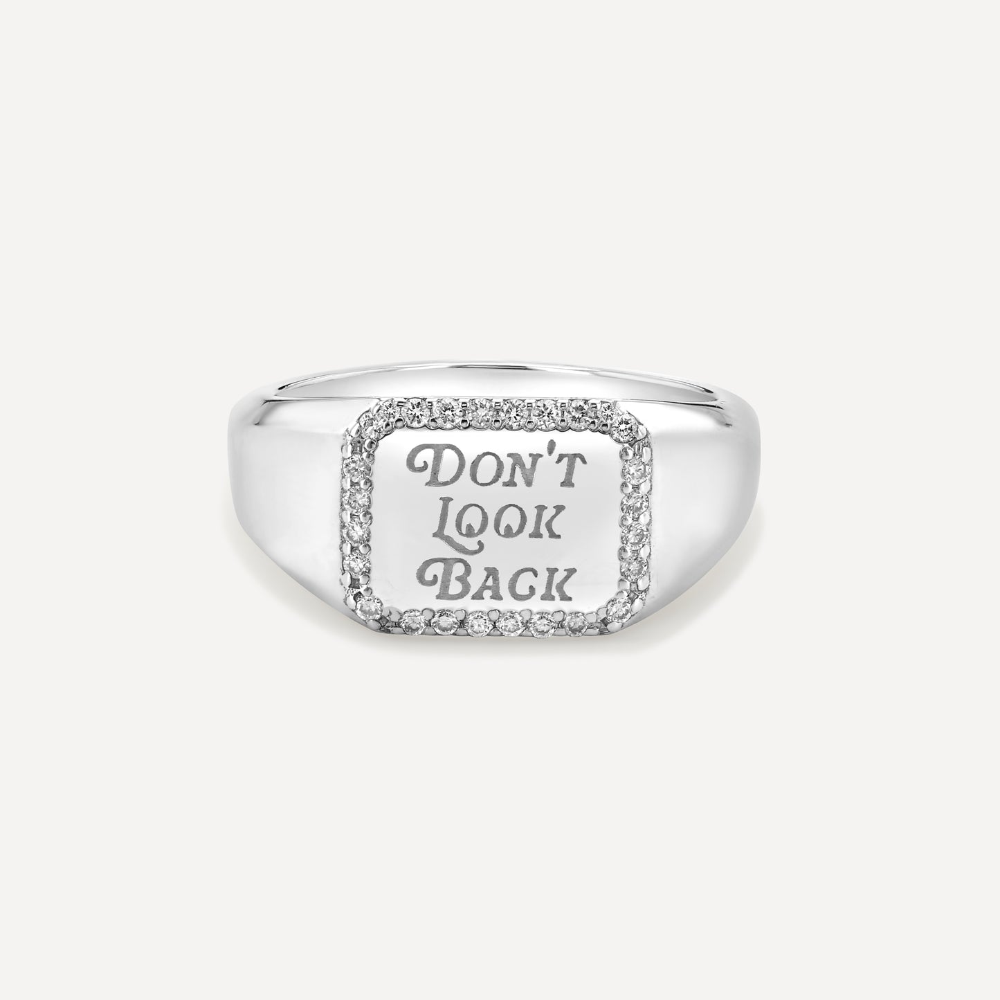 Silver Don't Look Back Signet Ring