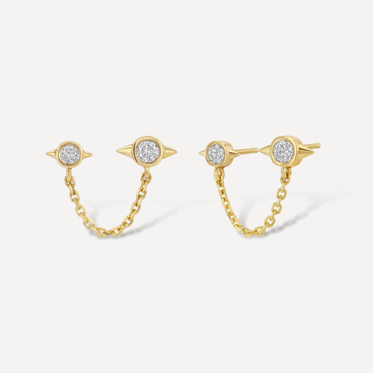 Diamond Spike Draped Chain Earrings