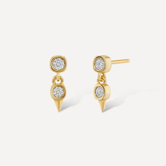 Diamond Double Drop Spike Earrings