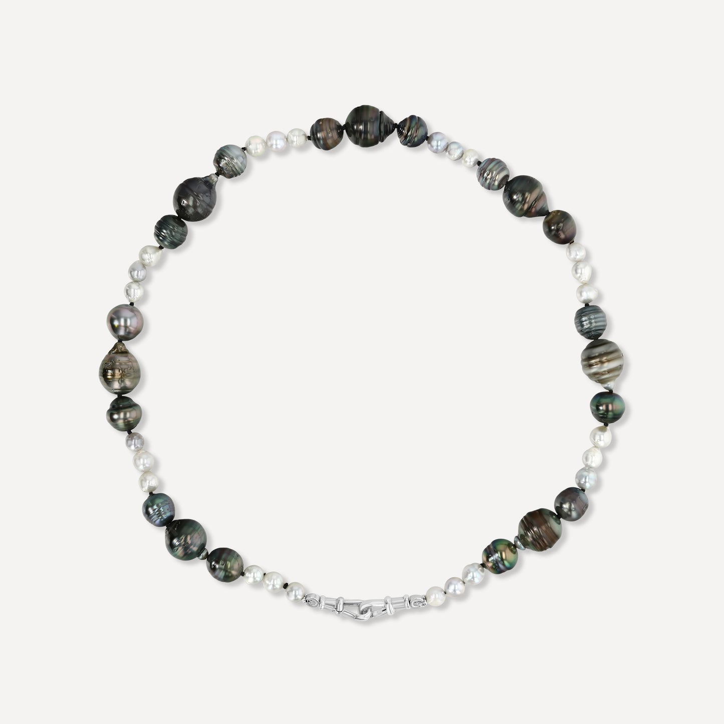 Graduated Tahitian and Akoya Pearl Necklace