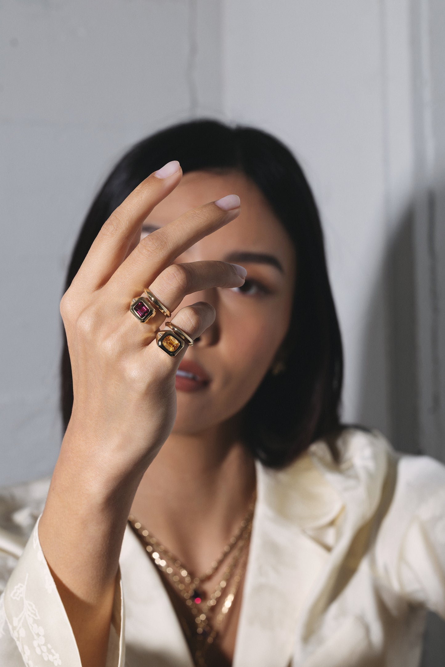 Rhodolite Signet Wrap Ring