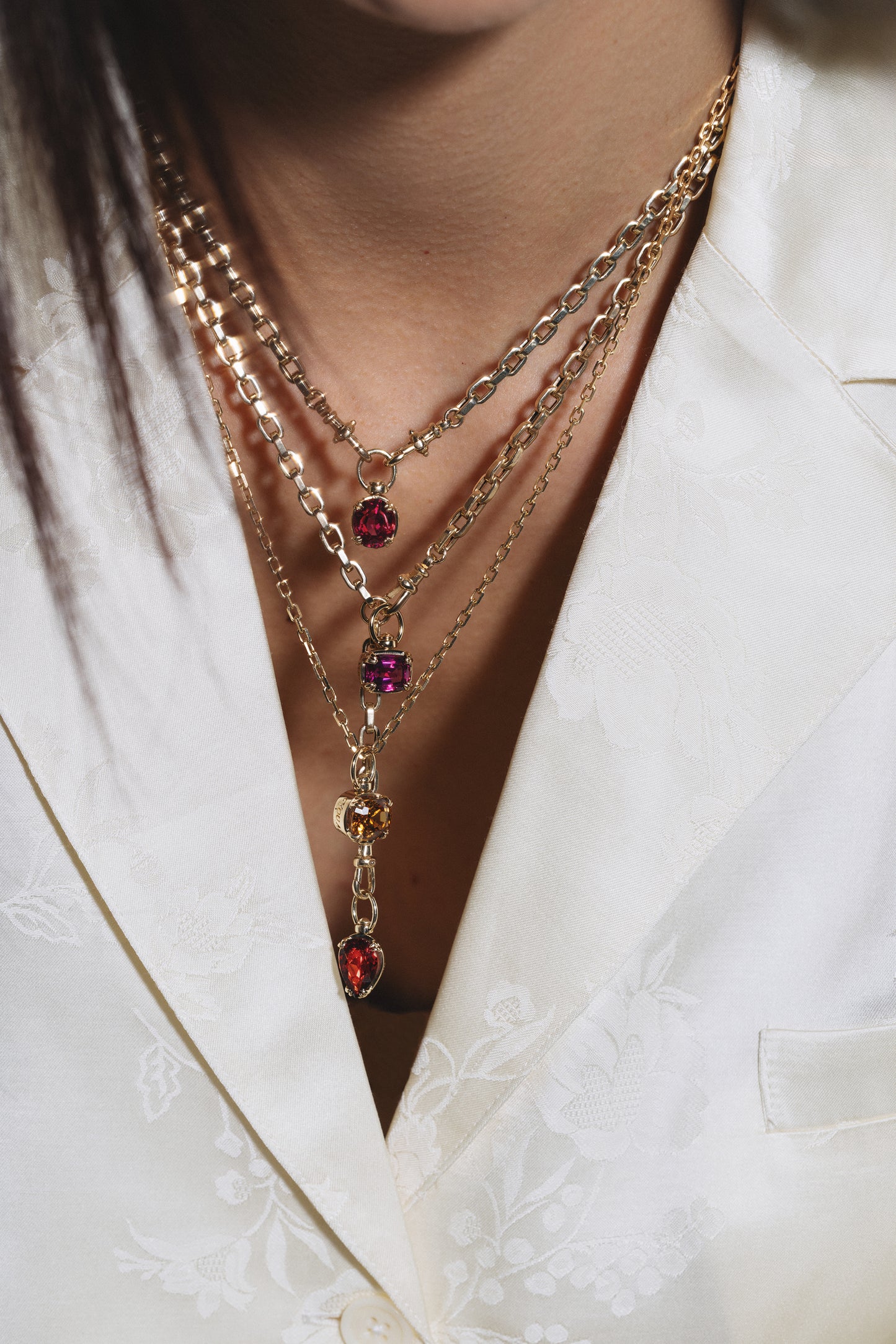 Cushion Rhodolite Garnet Swivel Pendant