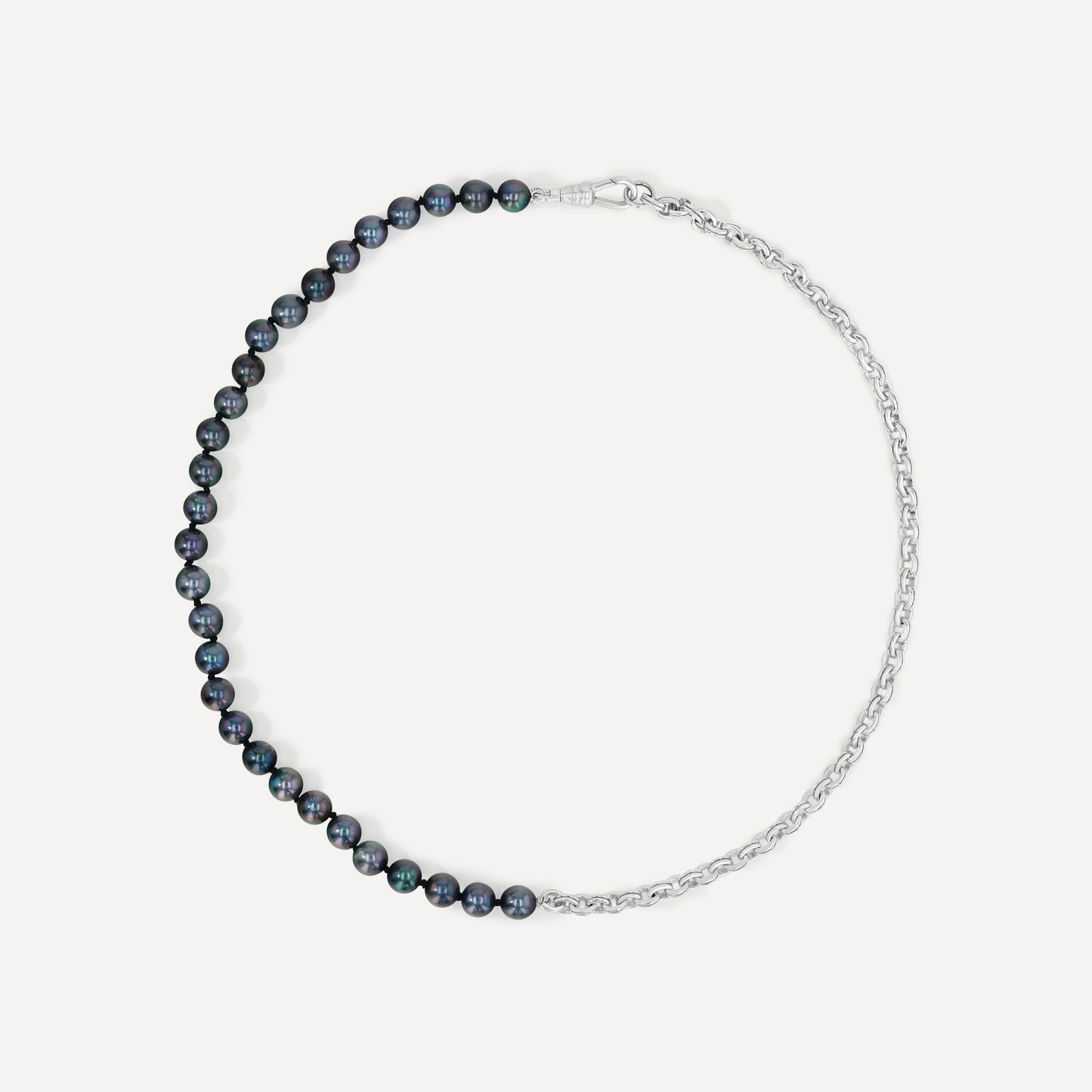 Silver Split Chain and Pearl Necklace