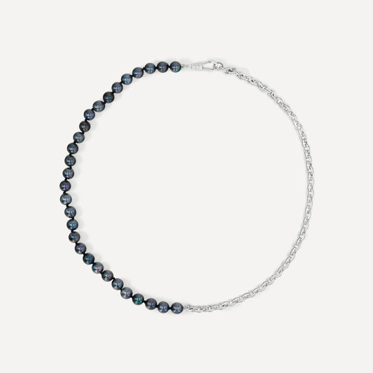 Silver Split Chain and Pearl Necklace