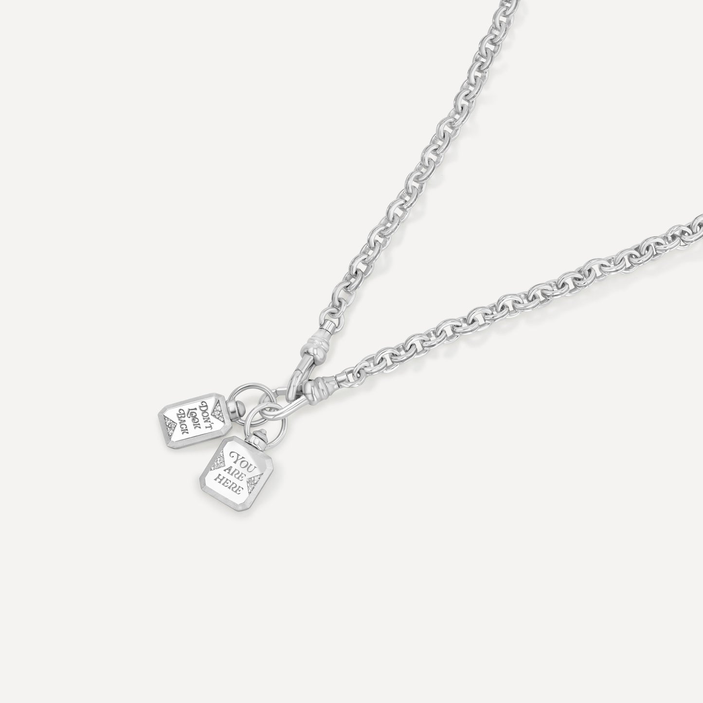 Silver You Are Here Swivel Pendant