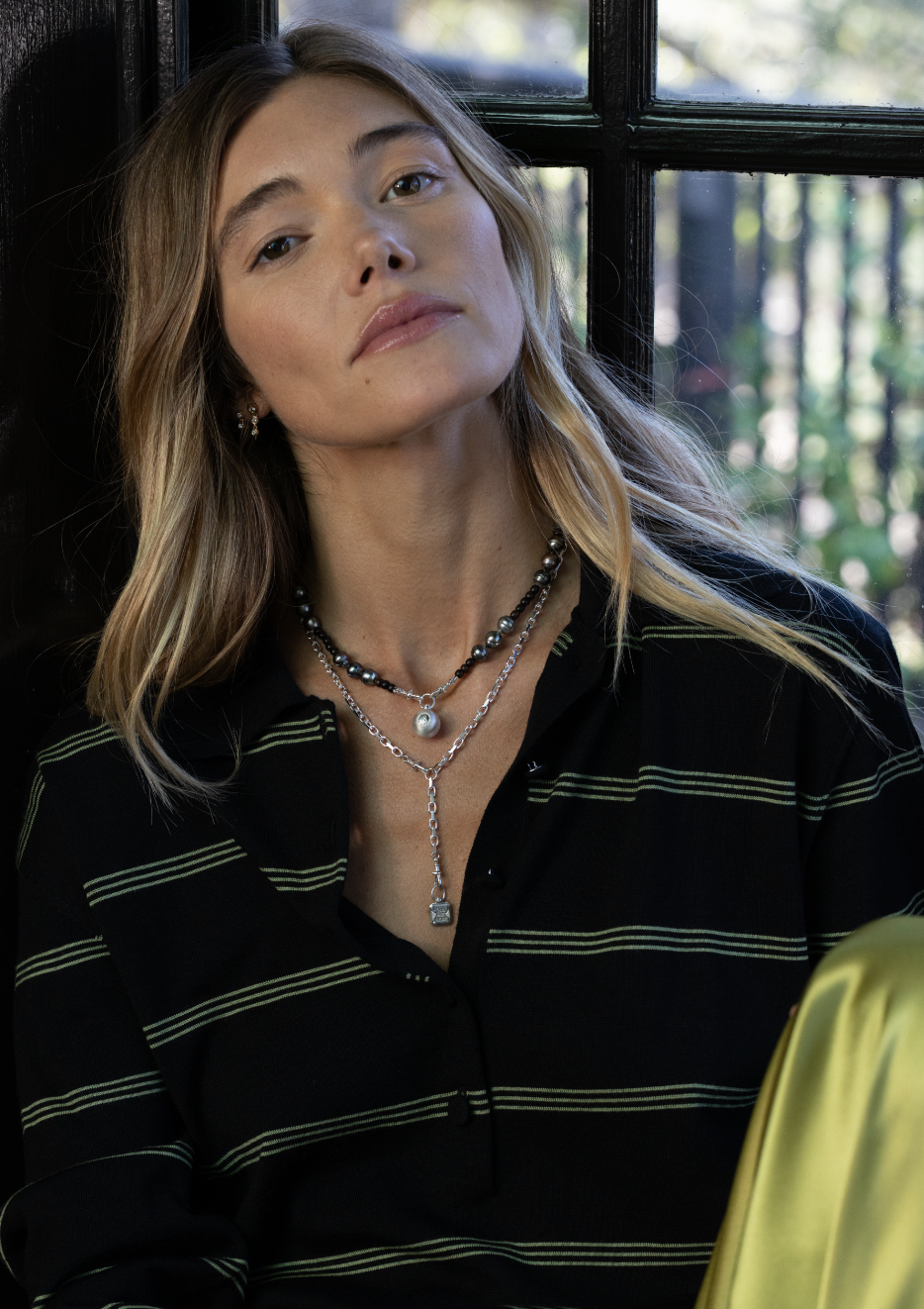 Natural Wood and Tahitian Pearl Necklace