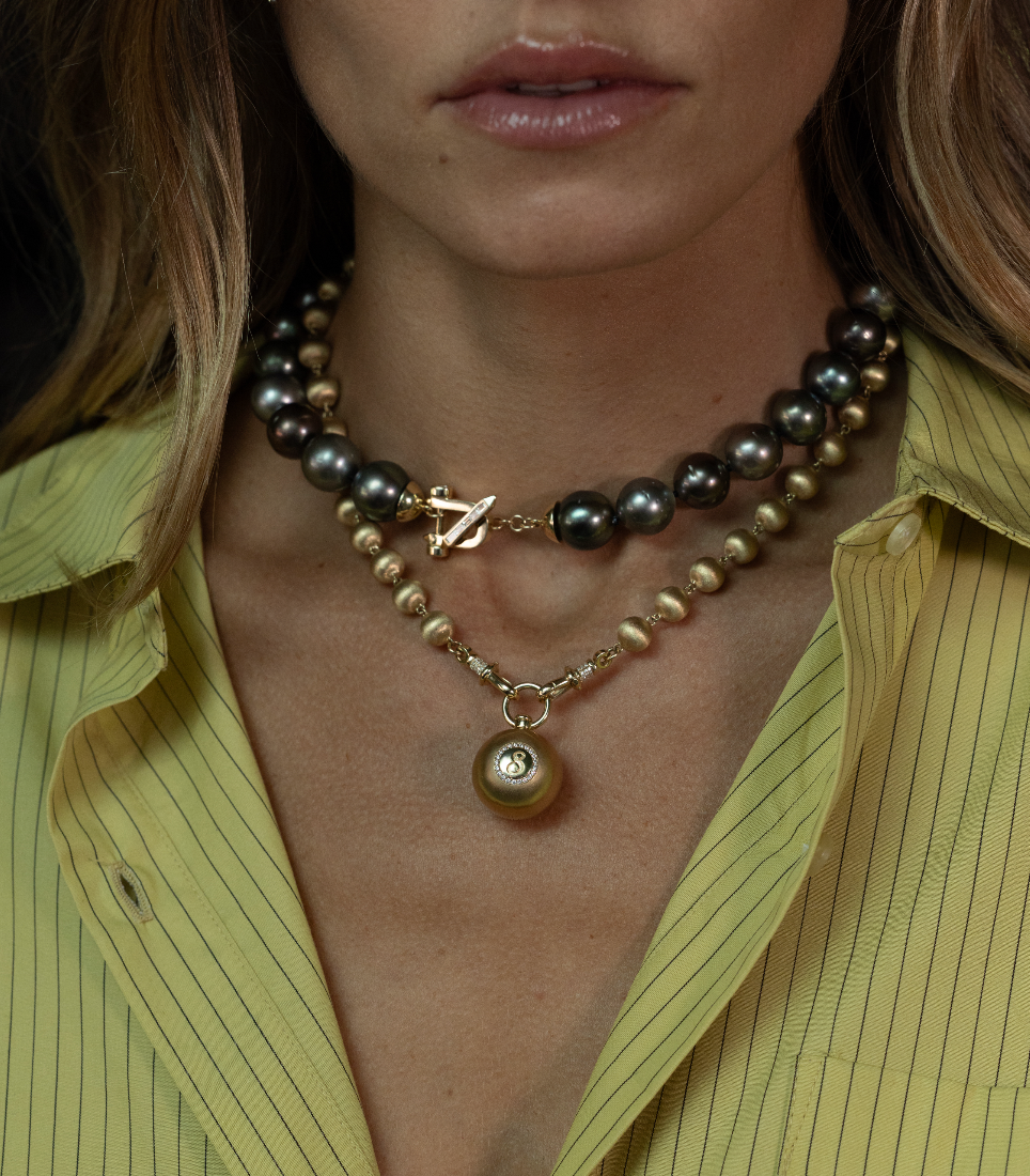XL Pearl and Diamond Toggle Necklace