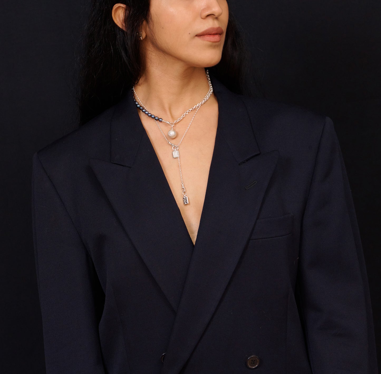 Silver Lariat Chain Necklace