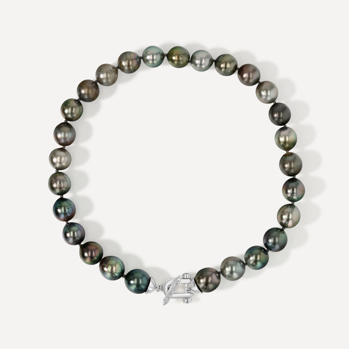 Silver XL Pearl and Diamond Toggle Necklace