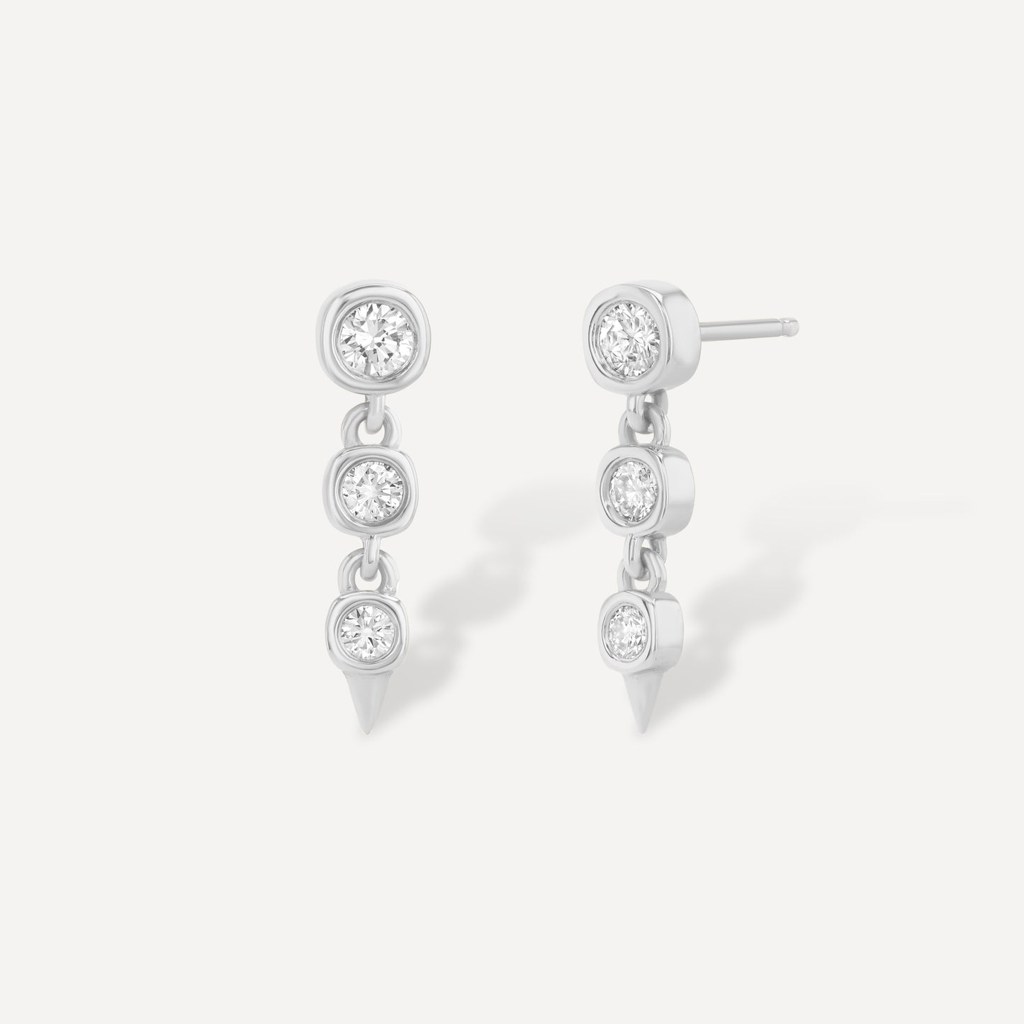 Diamond Triple Drop Spike Earrings