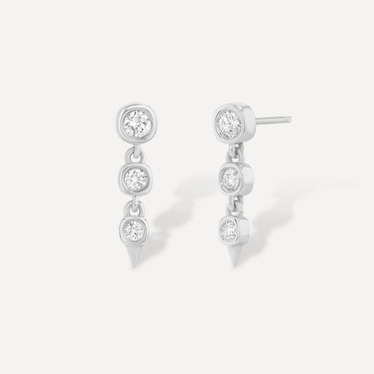 Diamond Triple Drop Spike Earrings