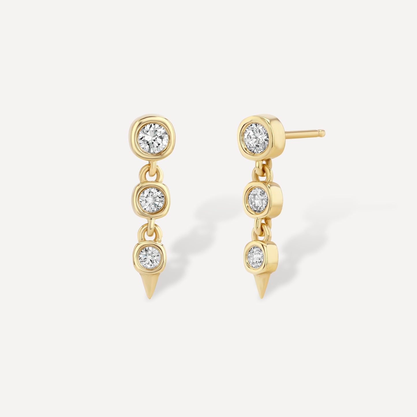 Diamond Triple Drop Spike Earrings