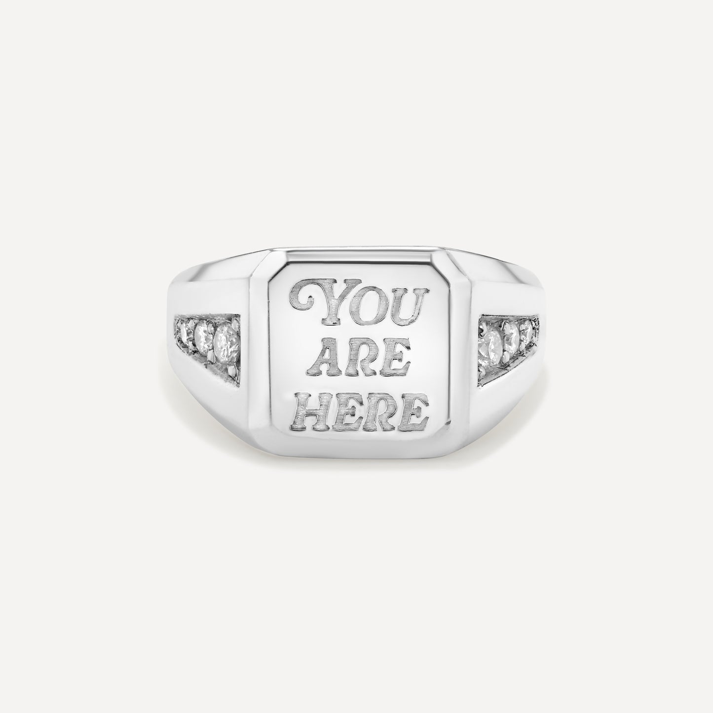 Silver You Are Here Signet Ring